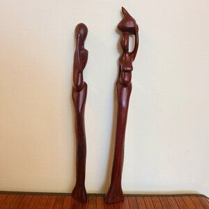 Two Vintage Wooden African Tribal Carvings